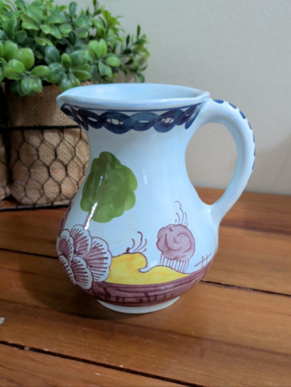 Vintage Delft Pitcher Creamer Hand Painted Williamsburg Collection